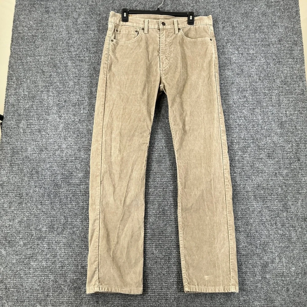 Levis 505 Corduroy Pants Mens 33x31 Khaki Straight Leg Modern Casual Wear